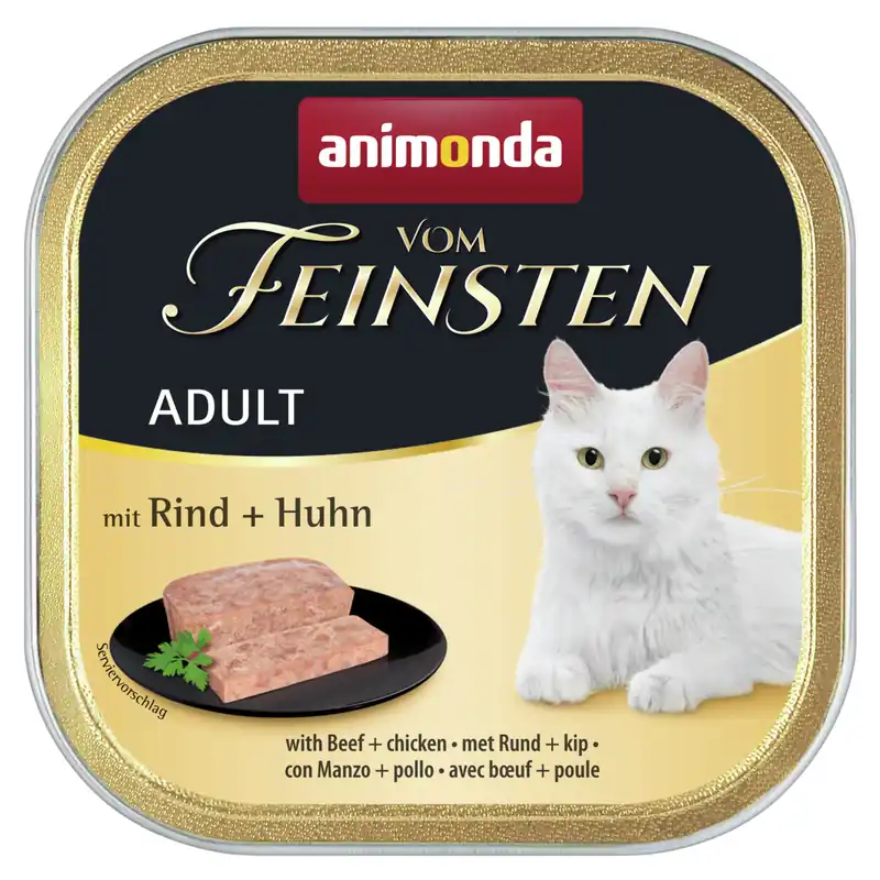 Sparpaket 8 x 100 g Animonda Vom Feinsten Adult mit Rind + Huhn Katzen Nassfutter Preisknaller